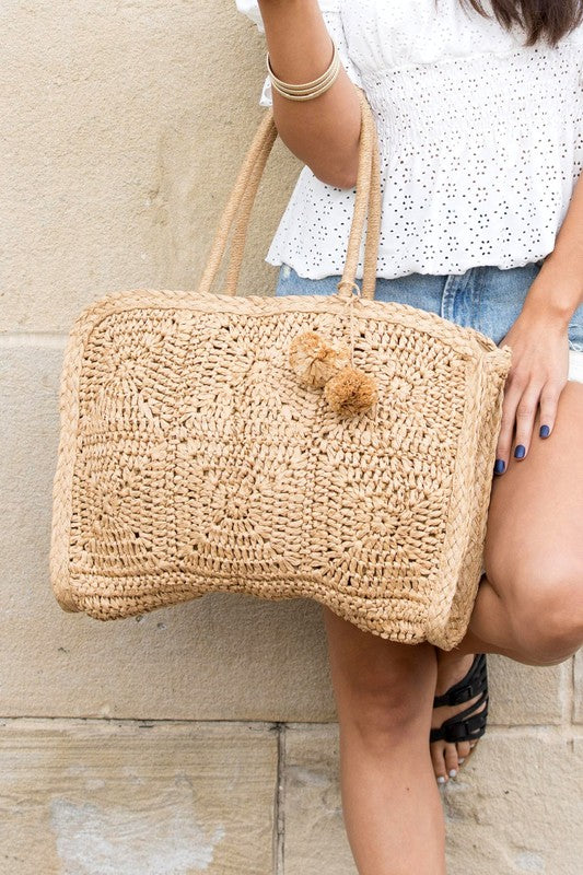 Straw Traveler Tote - Tigbul's Variety Fashion Shop