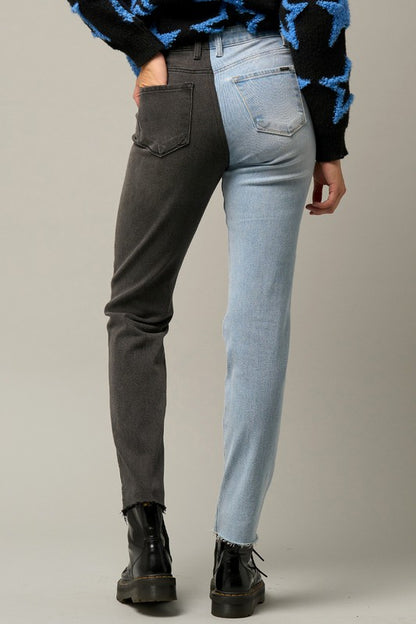 Tow Tone Girlfriend Jeans - Tigbul's Variety Fashion Shop