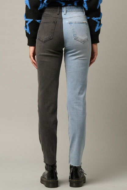 Tow Tone Girlfriend Jeans - Tigbul's Variety Fashion Shop