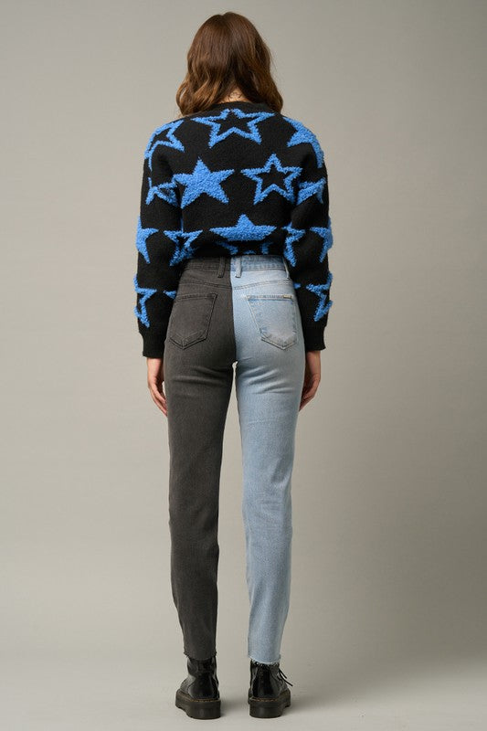 Tow Tone Girlfriend Jeans - Tigbul's Variety Fashion Shop