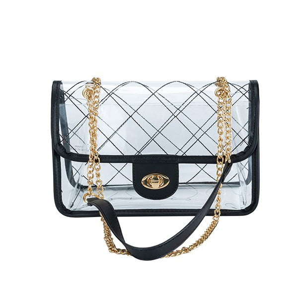 TRENDY  HIGH QUALITY QUILTED CLEAR PVC BAG - Tigbul's Variety Fashion Shop