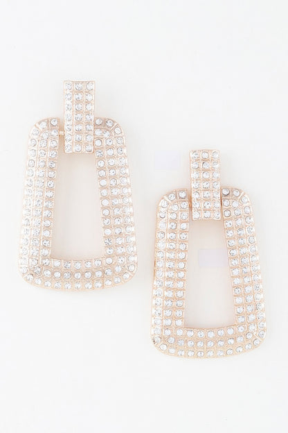Triple Rhinestone Frame Earrings - Tigbul's Variety Fashion Shop