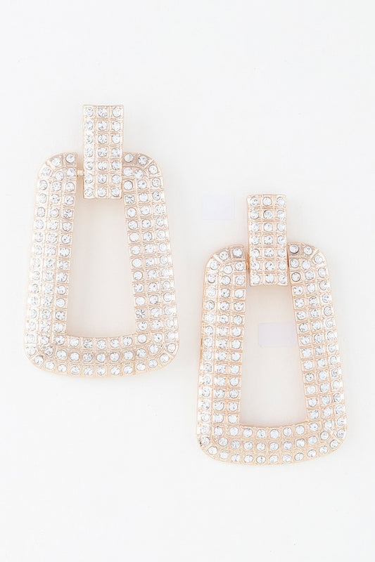 Triple Rhinestone Frame Earrings - Tigbul's Variety Fashion Shop