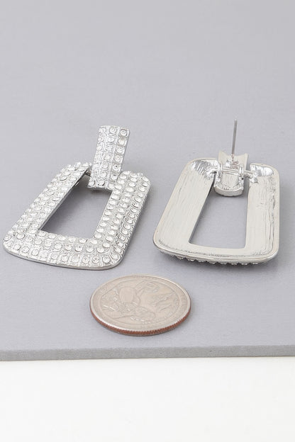 Triple Rhinestone Frame Earrings - Tigbul's Variety Fashion Shop