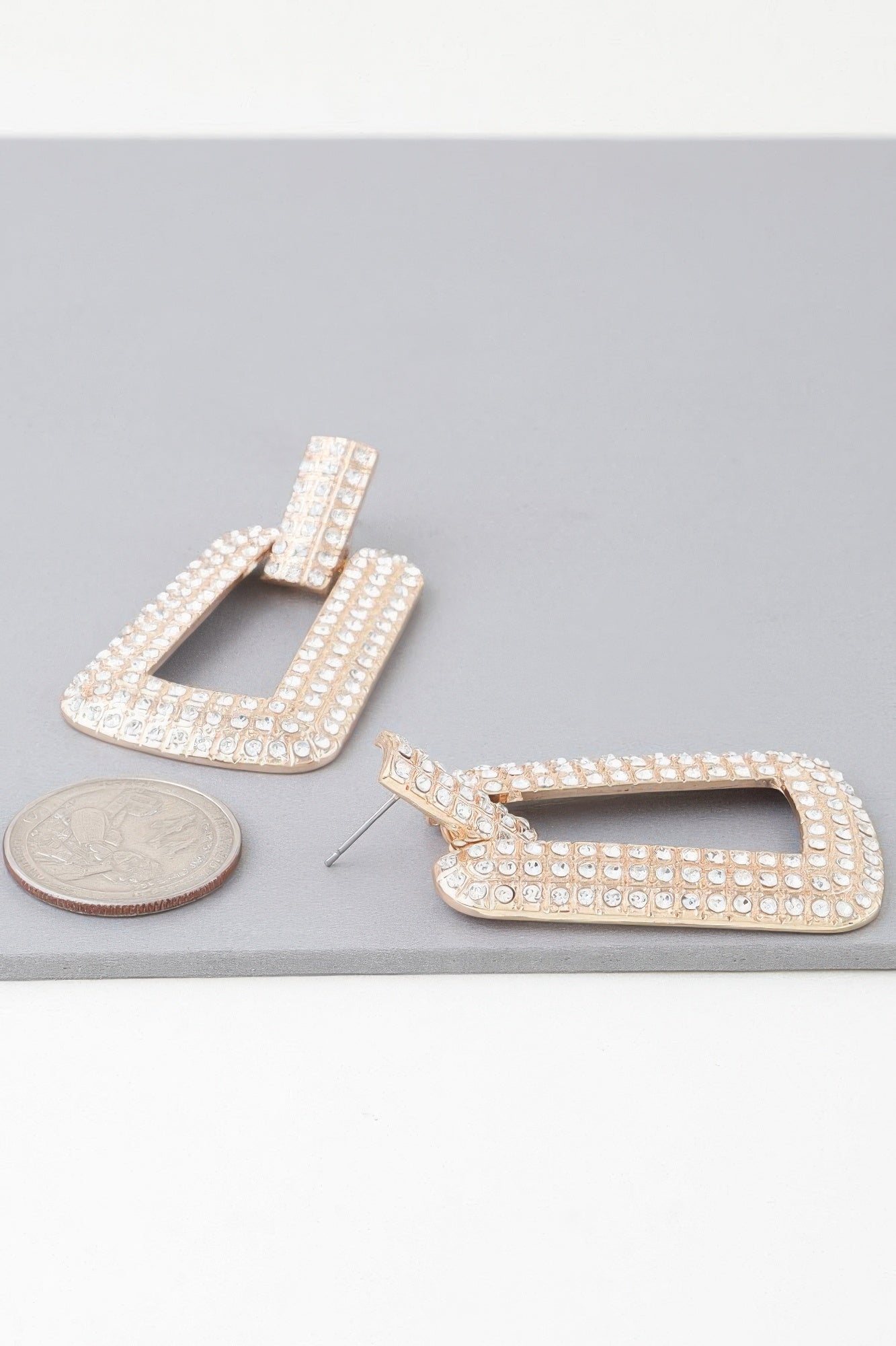 Triple Rhinestone Frame Earrings - Tigbul's Variety Fashion Shop