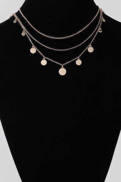 Triple Round Charm Chain Necklace - Tigbul's Variety Fashion Shop