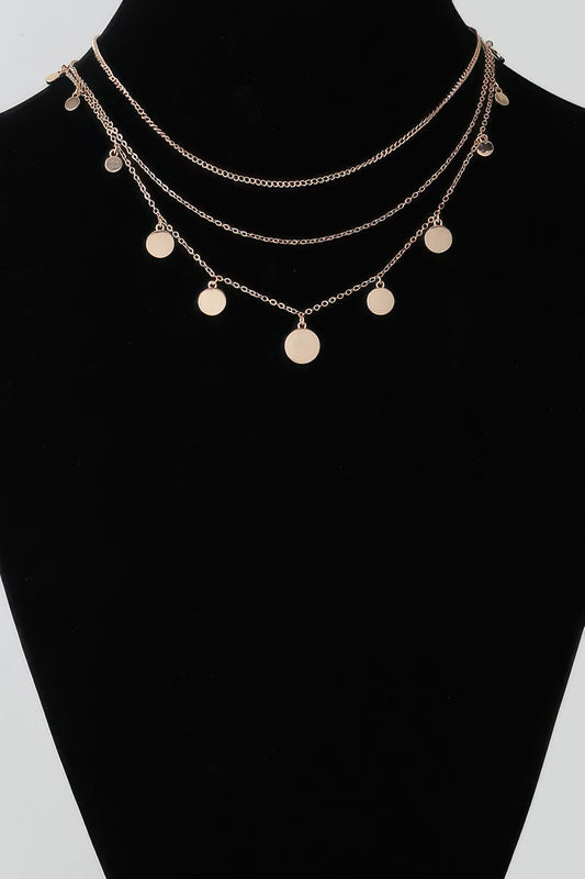 Triple Round Charm Chain Necklace - Tigbul's Variety Fashion Shop
