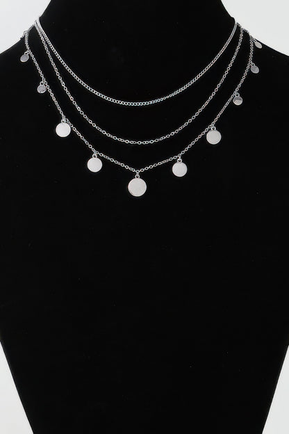 Triple Round Charm Chain Necklace - Tigbul's Variety Fashion Shop