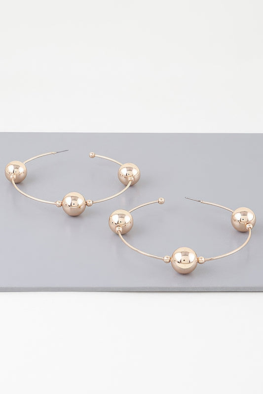 Triple Shiny Bead Hoop Earrings - Tigbul's Variety Fashion Shop