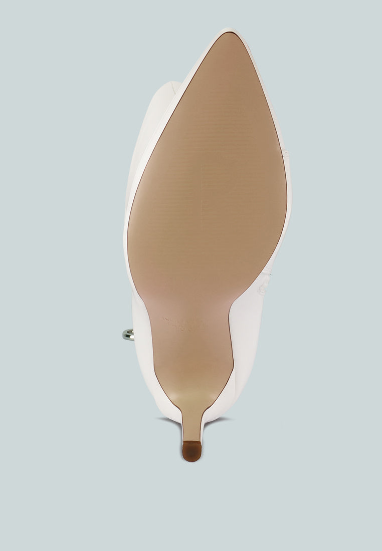 Tsaroh zip-around calf boot, white underside view of toe and heel