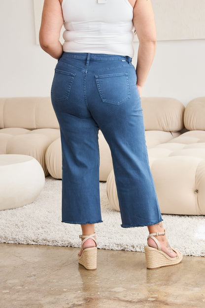Tummy Control High Waist Raw Hem Jeans - Tigbul's Variety Fashion Shop