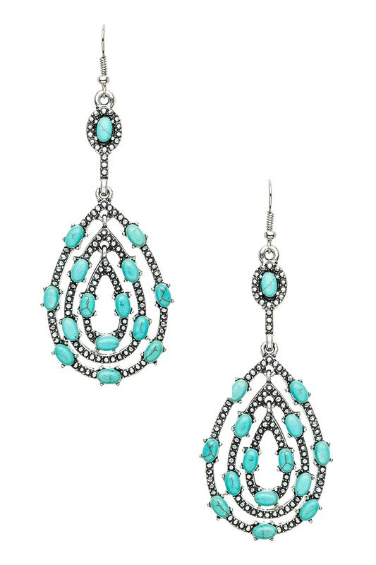 Turquoise Pave Iconic Earrings - Tigbul's Variety Fashion Shop