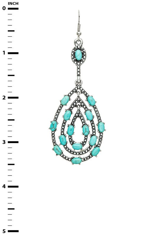 Turquoise Pave Iconic Earrings - Tigbul's Variety Fashion Shop