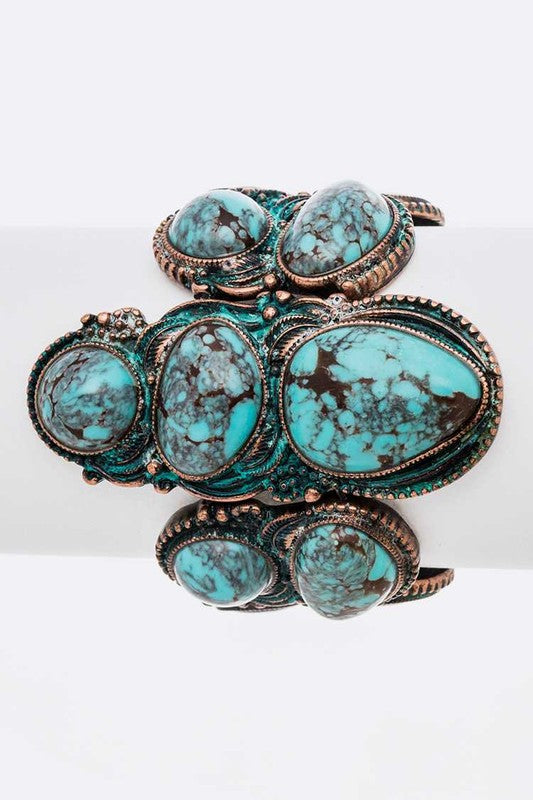TURQUOISE STONE WESTERN STRETCH BRACELET - Tigbul's Variety Fashion Shop