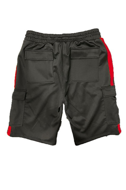 Two Stripe Cargo Pocket Track Jacket Short Suit - Tigbul's Variety Fashion Shop