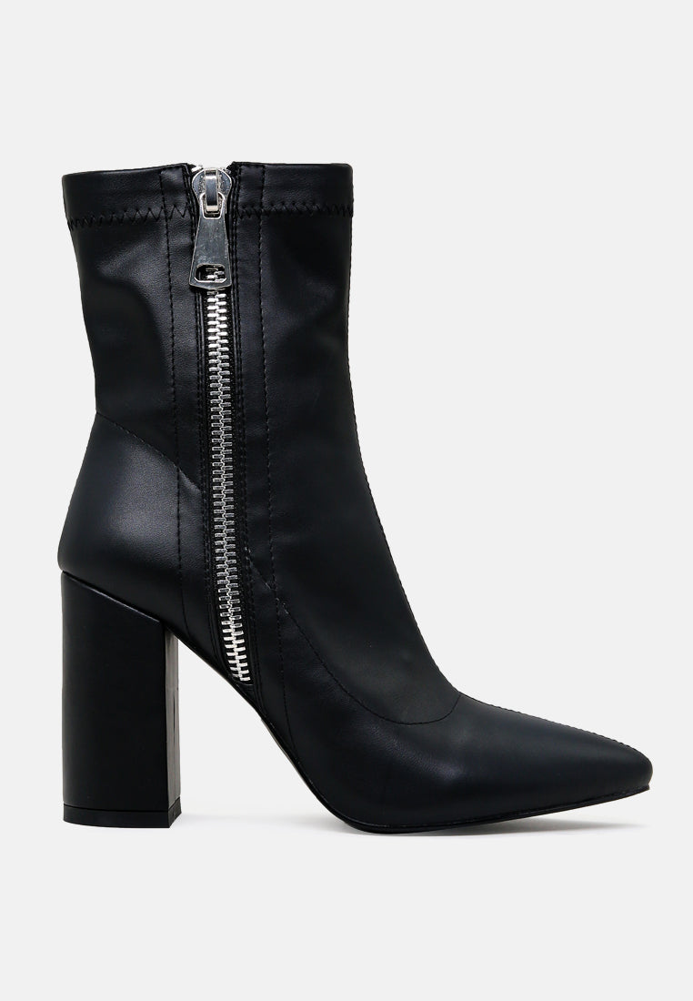 Valeria spitze High-Ankle Boots mit Seitreißverschluss, schwarz, Blockabsatz
