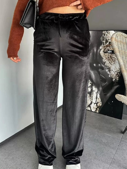 Velvet Wide Leg Pants - Tigbul's Variety Fashion Shop