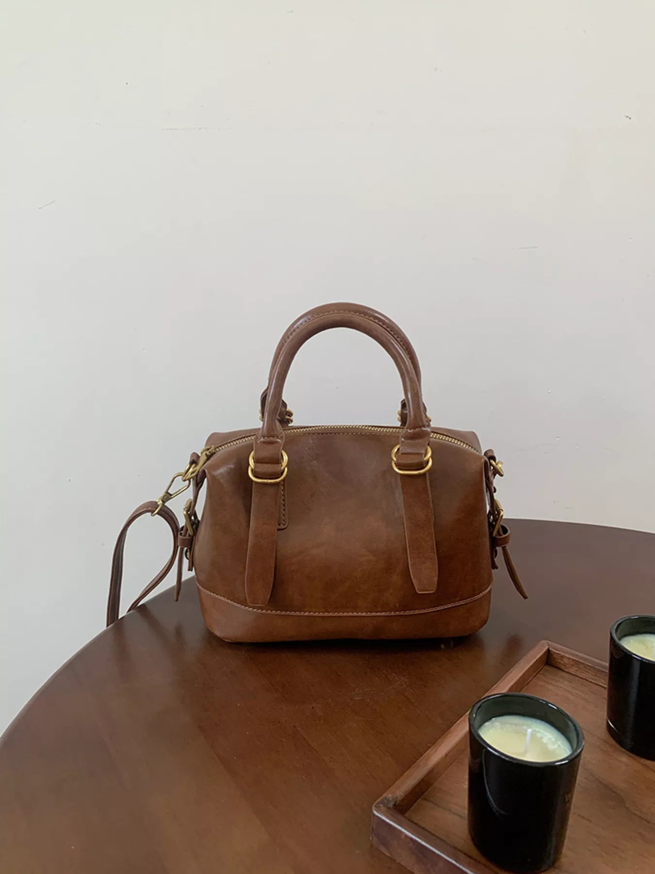 Vintage Leather Crossbody Bag - Tigbul's Variety Fashion Shop