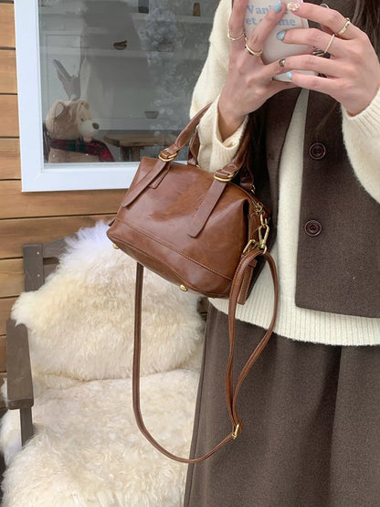 Vintage Leather Crossbody Bag - Tigbul's Variety Fashion Shop