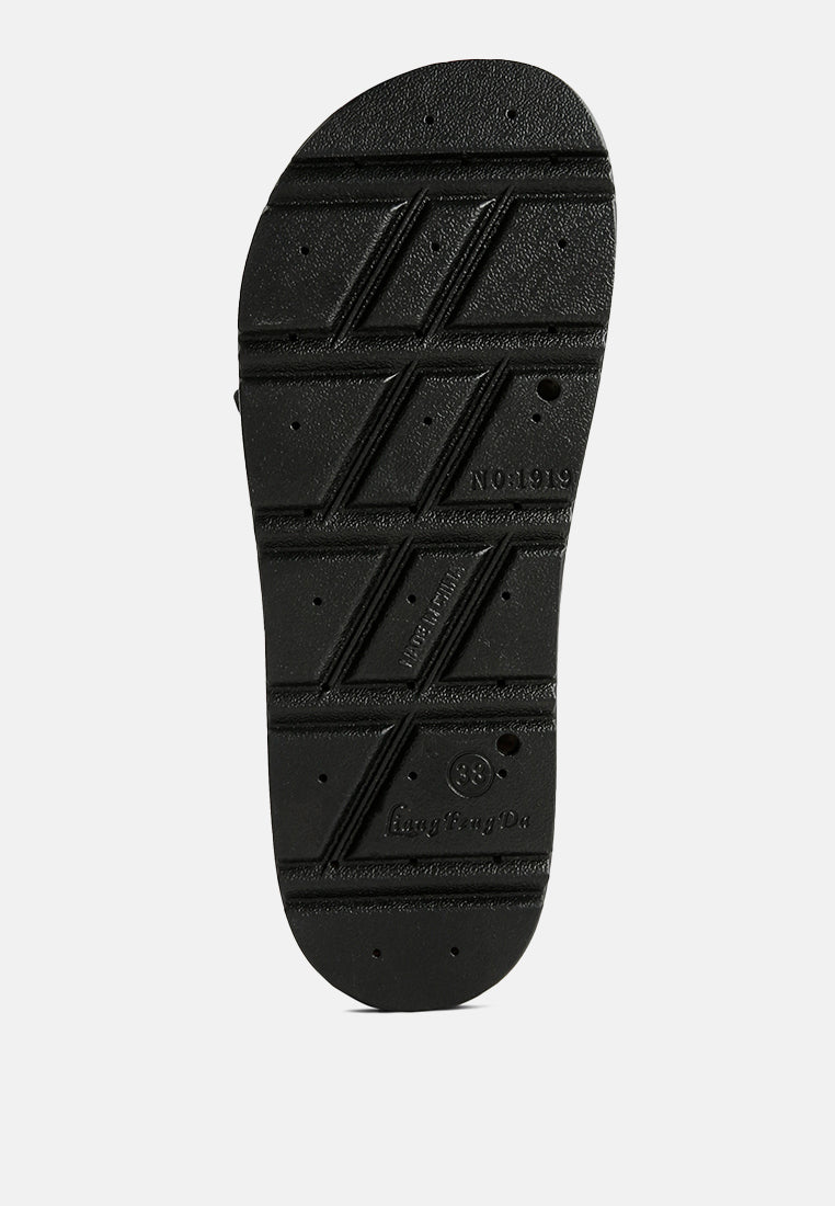 Voopret Tie-Up Flat Sandals black sole tread