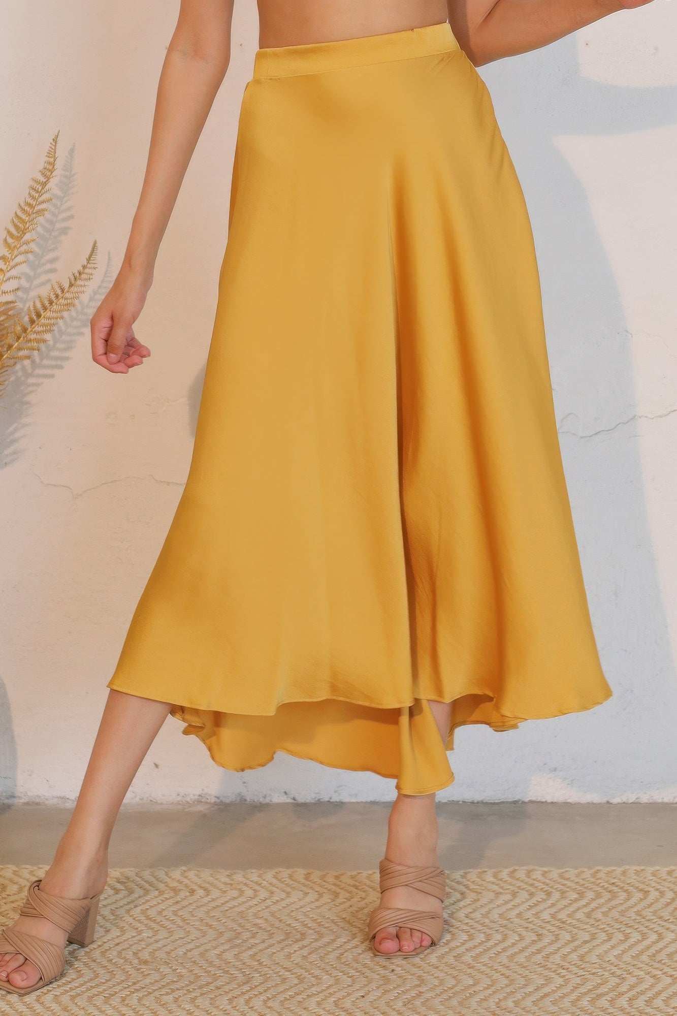 Washed Poly Silk Midi Swing Skirt - Tigbul's Variety Fashion Shop