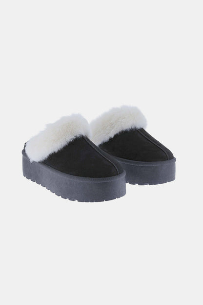 Weeboo Thick Bottom Fur Trim Snow Slippers - Tigbul's Variety Fashion Shop