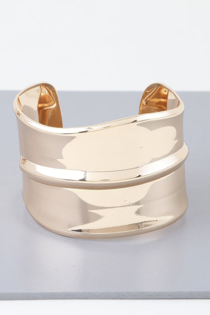 Wide Shiny Rib Open Cuff Bracelet - Tigbul's Variety Fashion Shop