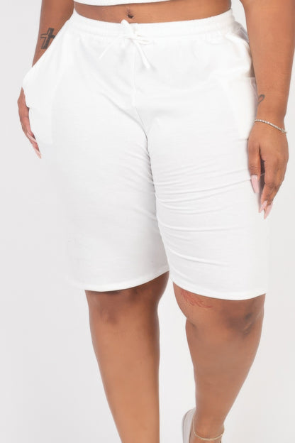 Women’s Plus Size French Terry Bermuda Shorts - Tigbul's Variety Fashion Shop