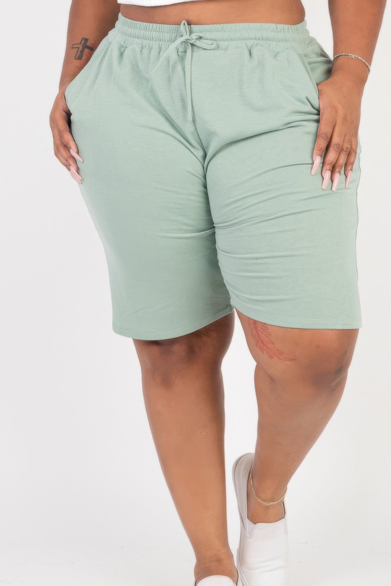 Women’s Plus Size French Terry Bermuda Shorts - Tigbul's Variety Fashion Shop
