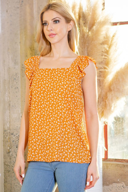 Woven Ruffle Sleeve Top - Tigbul's Variety Fashion Shop