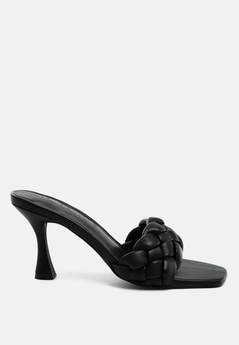Woven Strap Spool Heel Sandals - Tigbul's Variety Fashion Shop
