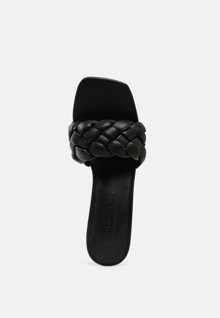 Woven Strap Spool Heel Sandals - Tigbul's Variety Fashion Shop