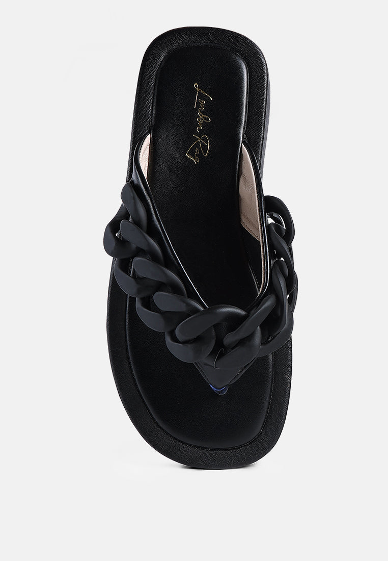 Zing Link Chain Thong Flats - Tigbul's Variety Fashion Shop