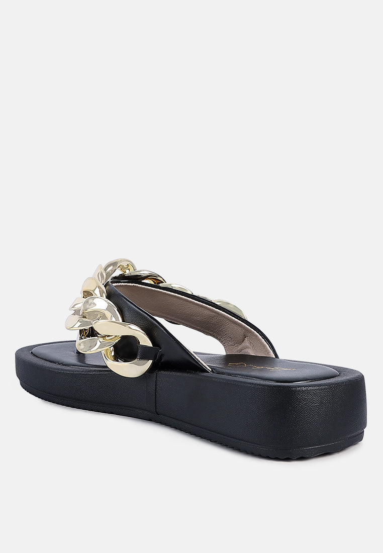 Zing Link Chain Thong Flats - Tigbul's Variety Fashion Shop