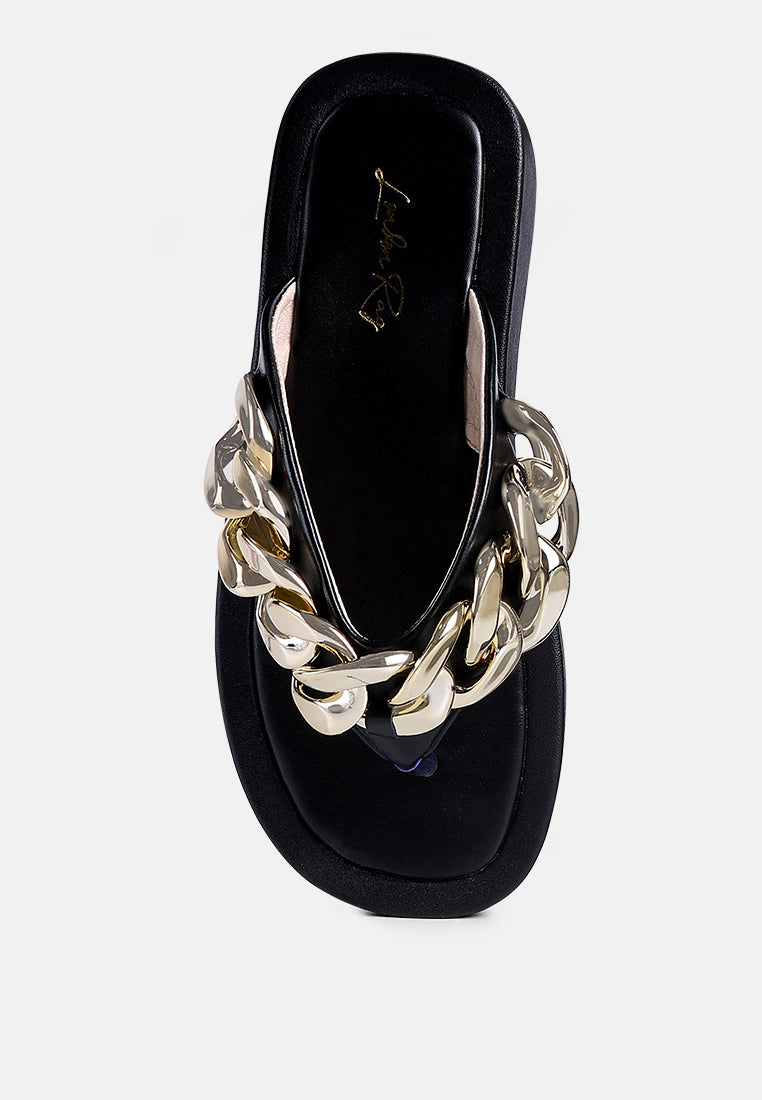 Zing Link Chain Thong Flats - Tigbul's Variety Fashion Shop