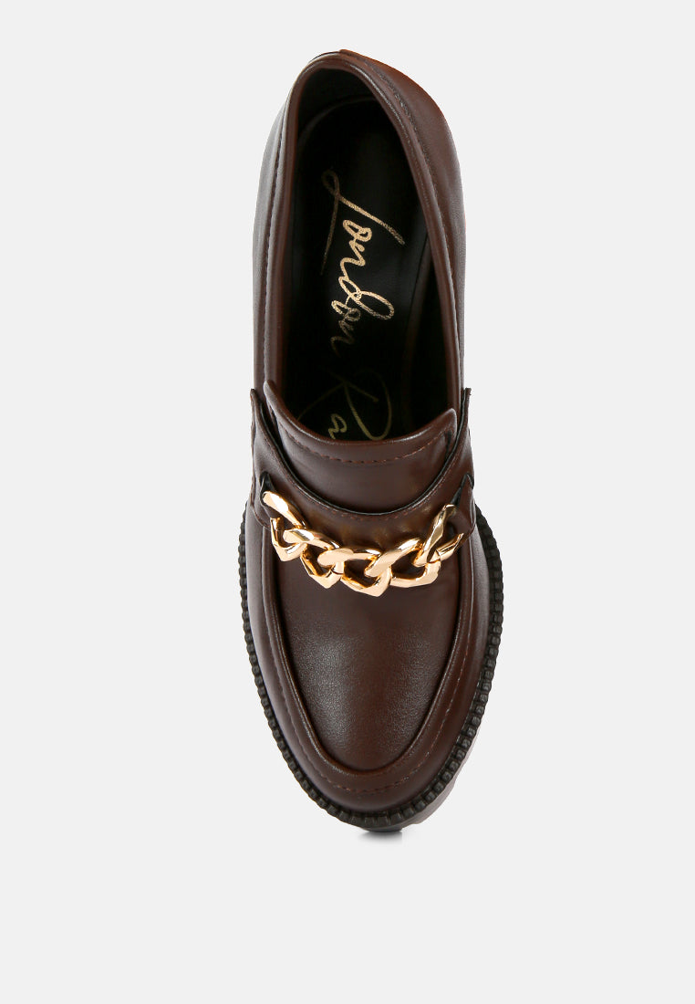 Y2K Chunky High Block Heeled Loafers - Tigbul's Variety Fashion Shop