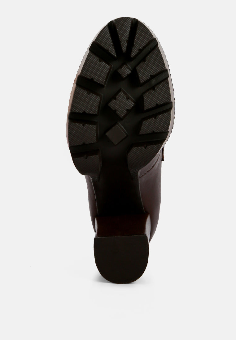 Y2K Chunky High Block Heeled Loafers - Tigbul's Variety Fashion Shop