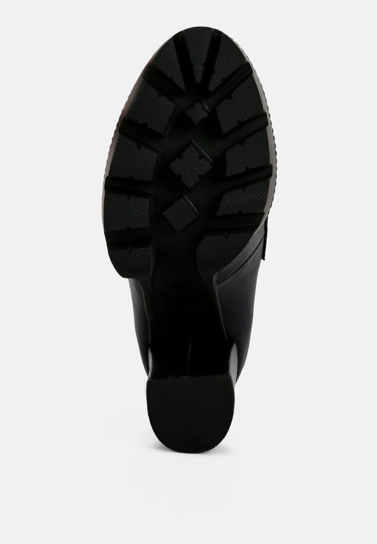Y2K Chunky High Block Heeled Loafers - Tigbul's Variety Fashion Shop