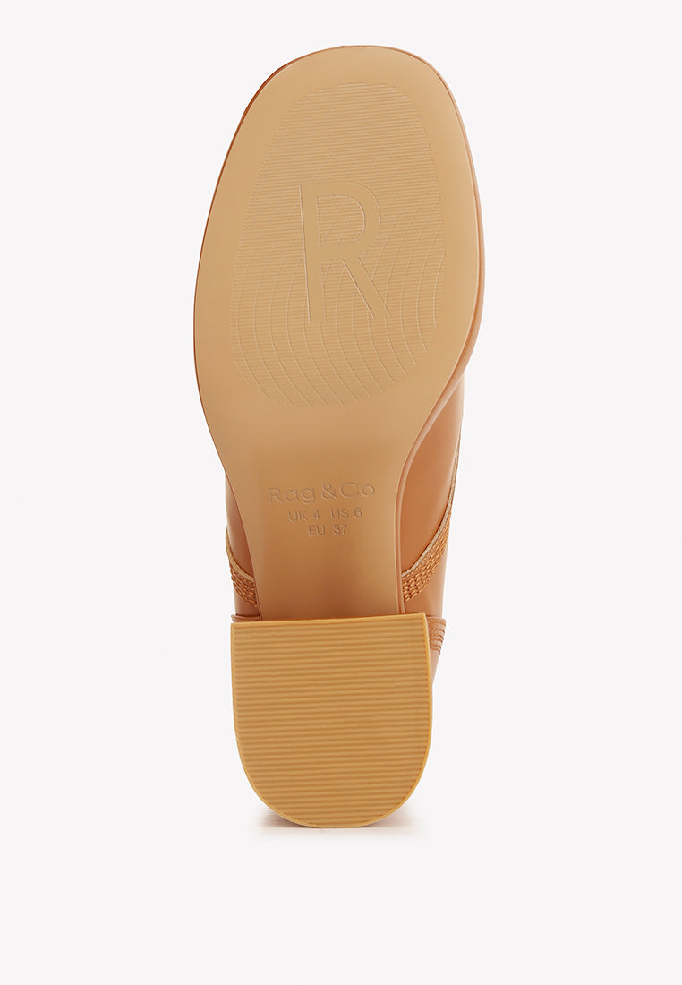 Quecha leather block heel oxfords in Tan, textured outsole underside