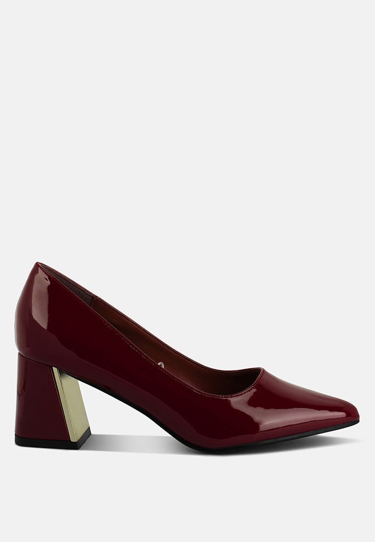 Zaila Metallic Accent Block Heel Pumps - Tigbul's Variety Fashion Shop