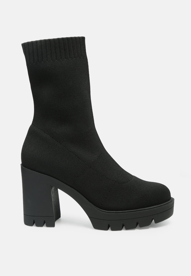 Zinnia Knitted Block Heeled Boots - Tigbul's Variety Fashion Shop