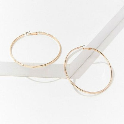Etched Hoop Earring Set / Gold Color 2.5" - Tigbul's Variety