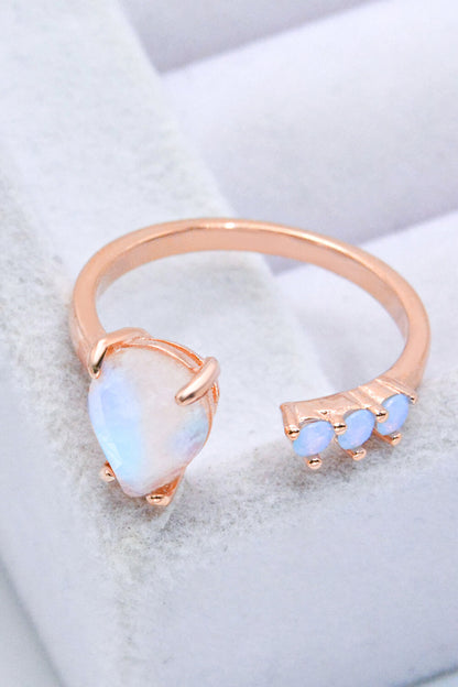 18K Rose Gold-Plated Moonstone Open Ring - Tigbul's Fashion