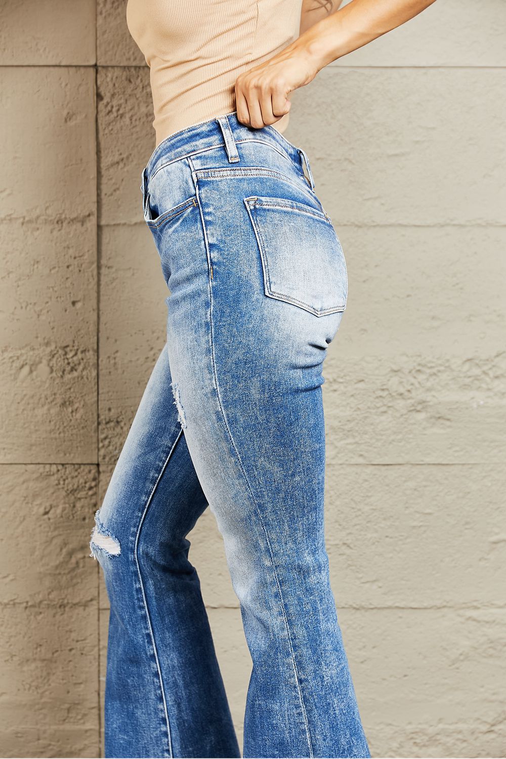 Blue Fade Detail Mid-Rise Bootcut Jeans | Tigbuls Fashion