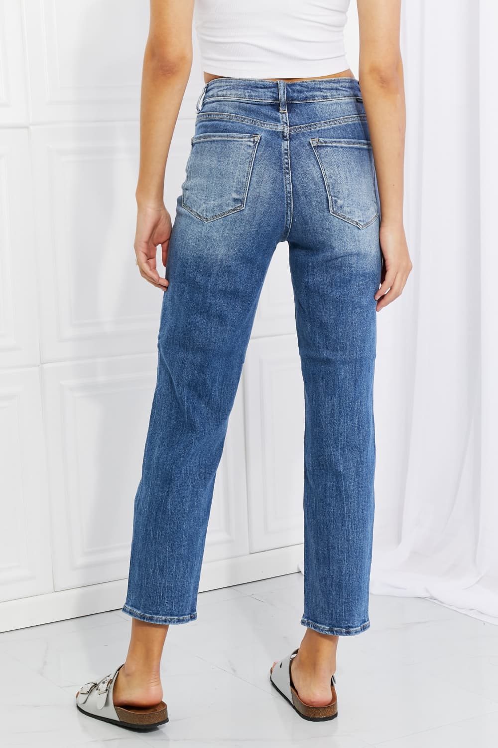 RISEN Full Size Emily High Rise Relaxed Jeans - Tigbul's Fashion