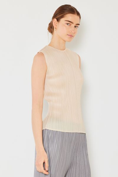 Pleated Sleeveless Crewneck Tank - Tigbuls Variety Fashion