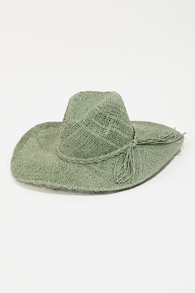 Fame Braided Strap Wide Brim Hat - Tigbuls Variety Fashion
