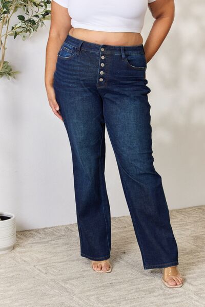 Judy Blue Full Size Button-Fly Straight Jeans - Tigbuls Variety Fashion