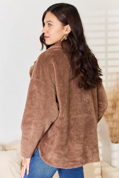 Culture Code Double Breasted Fuzzy Coat - Tigbuls Variety Fashion