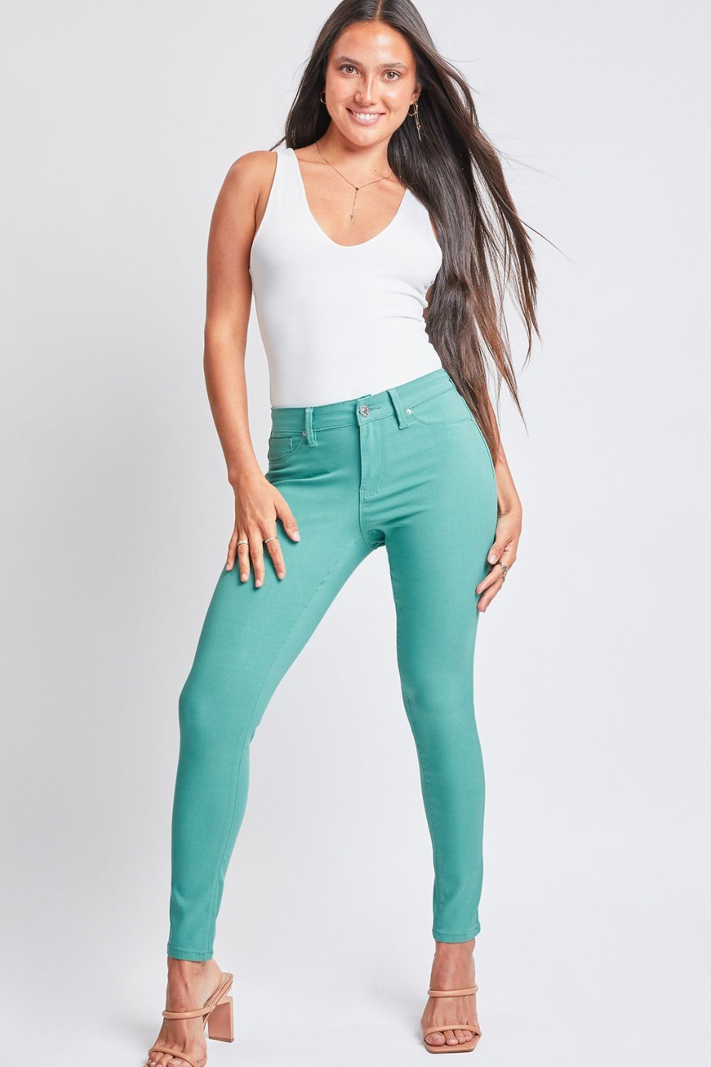 Sea Green Small-3XL Hyper stretch Mid-Rise Skinny Pants - Tigbuls Variety Fashion
